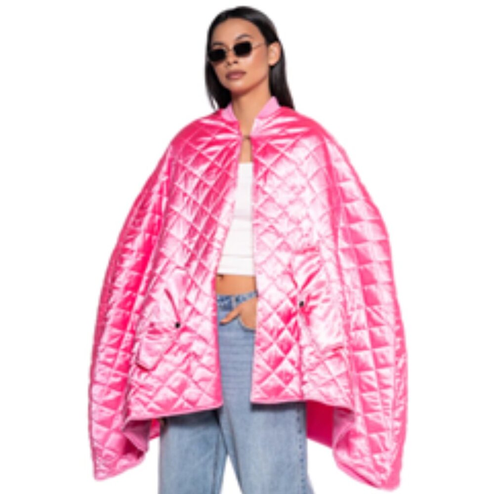 AKIRA - QUILTED PINK PONCHO - Picture 2 of 4